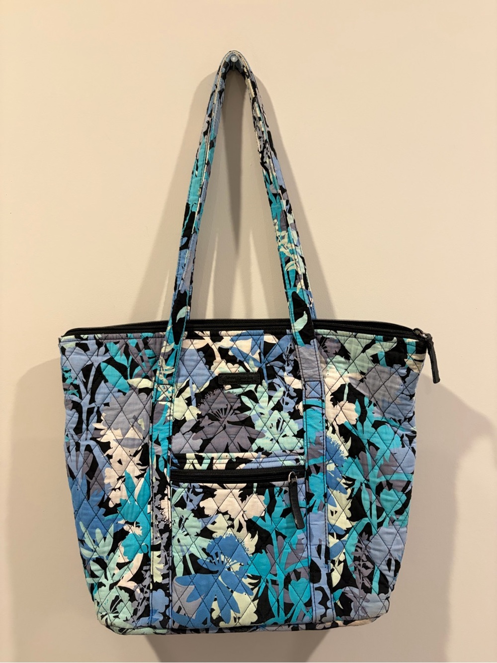 Vera Bradley Quilted Floral Tote Bag in Blue and Teal